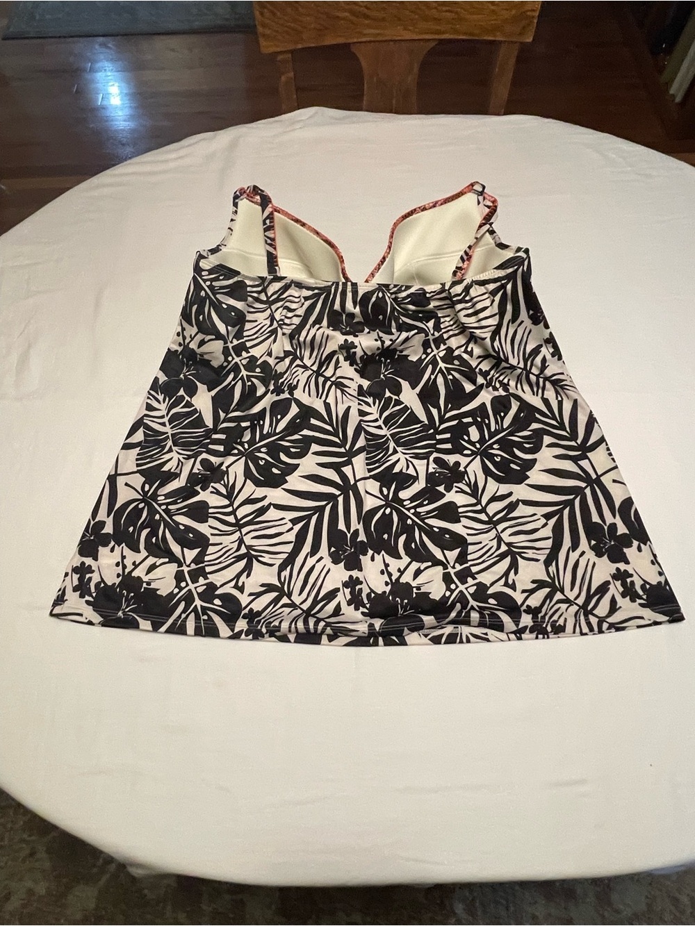 Black & Cream Tropical Print Women's Swim Suit - Picture 4 of 10